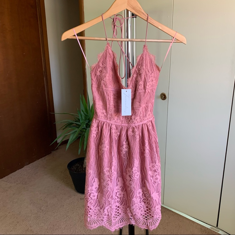 Two Sisters The Label Guipure Lace Up Back Pink Dress NWT Size 2 XS